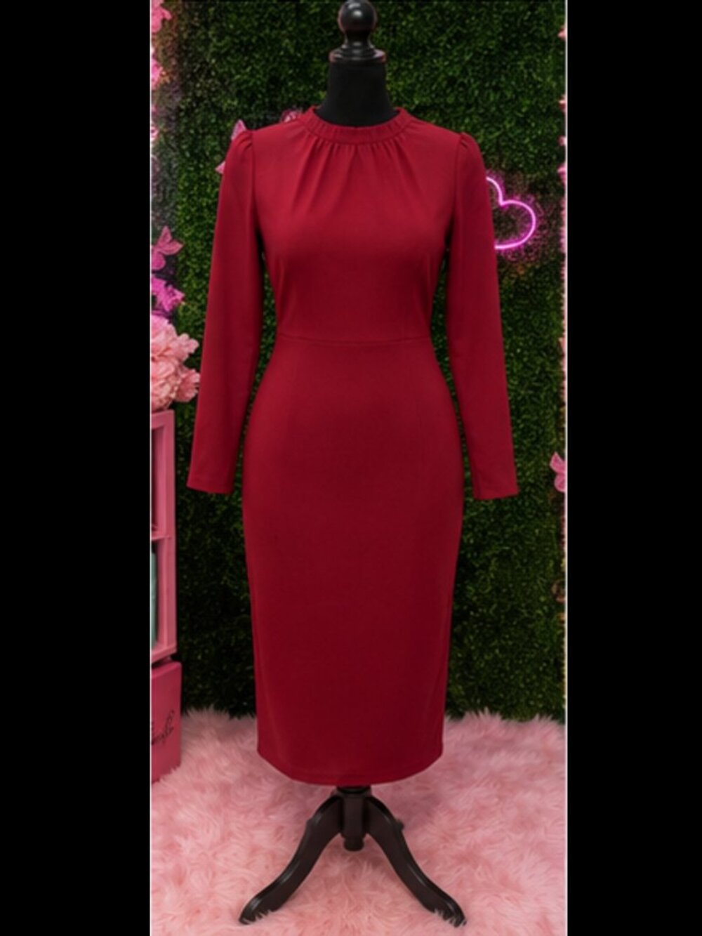 long-sleeve midi dress